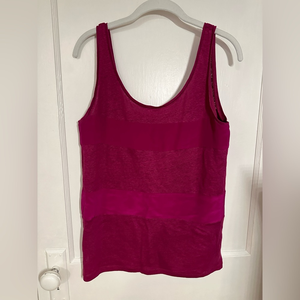 Sandro silk and linen tank bright fuchsia